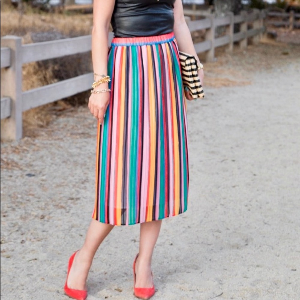 Who What Wear Colorful Pleated Skirt